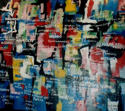 Ramon Menocal. Havana Bay. Acrylic canvas. 104” x 120.05”. 2003