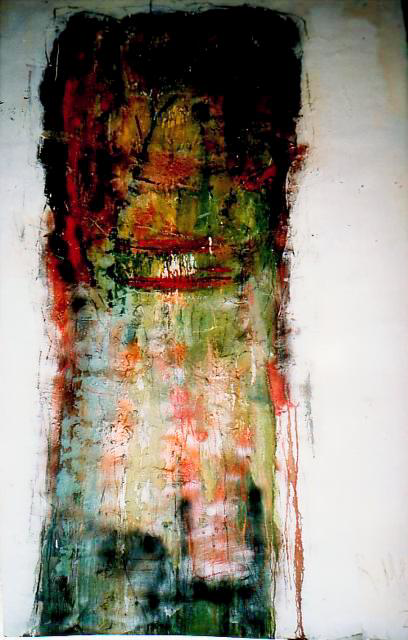 Ramon Menocal. Los infinitos rostros de Dios, # 8. Mixed media paper. 80 x 59. 2000