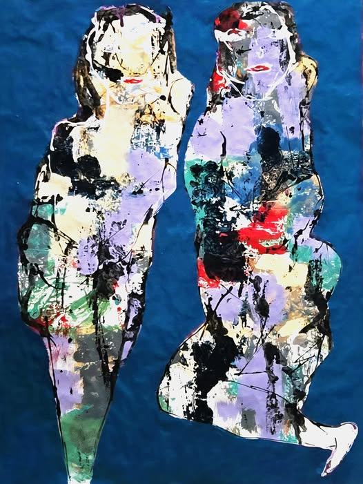 Ramon Menocal. Naturaleza humana Series 11. 55”x 42”. Mixed media board. 2025