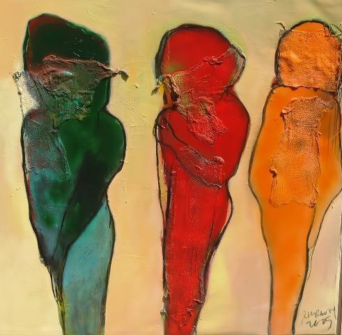 Ramon Menocal. Criaturas deseantes. Mixed media acrylic canvas. 45 x 49. 2005