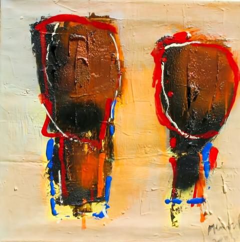 Ramon Menocal. Puro cubano # 4. Mixed media acrylic canvas. 18 x 18. 2005