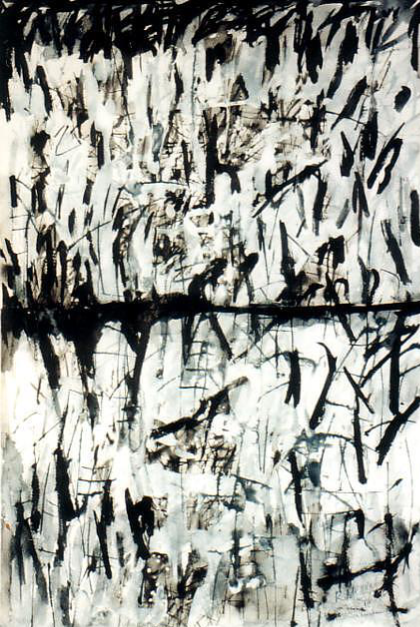 Ramon Menocal. Reflejos en el río. Mixed media paper. 13 x 23. 1997