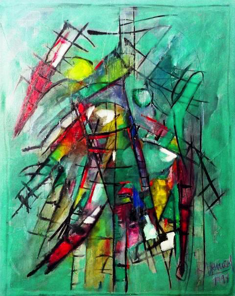 Ramon Menocal. Sparkle. Mixed media canvas. 60 x 48. 1997