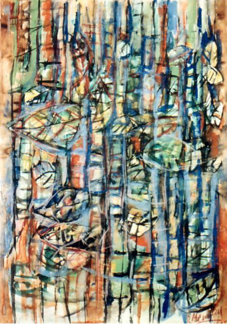 Ramon Menocal, Cañaveral #4. Mixed media paper. 38.09” x 27.05”. 1995