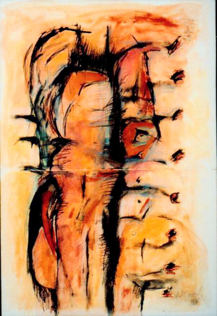Ramon Menocal, Figura, Mixed media paper. 39.09” x 28”. 1995