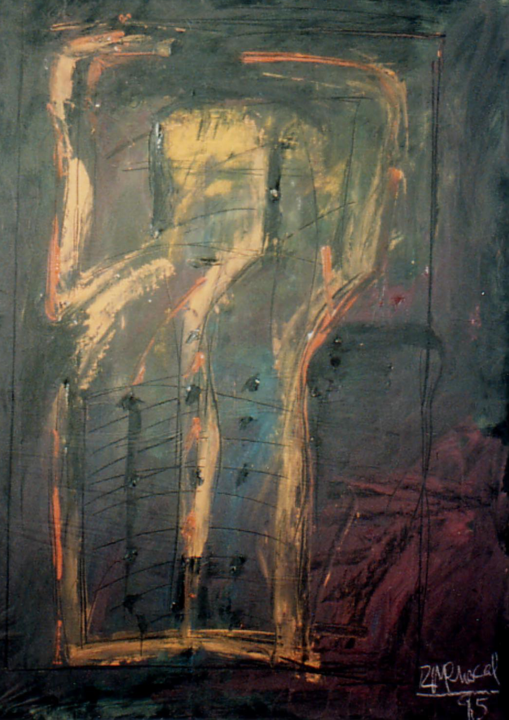 Ramon Menocal, Cabeza. Mixed media board. 28” x 21”. 1995