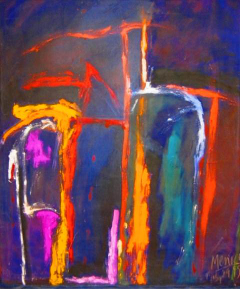 Ramon Menocal. Fragmento de ciudad #2. Oil canvas. 43 x 43. 1995