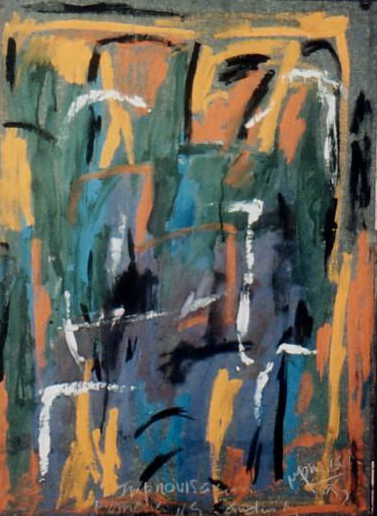 Ramon Menocal. Homenaje a Kandinsky #4. Mixed media board. 28 x24. 1995