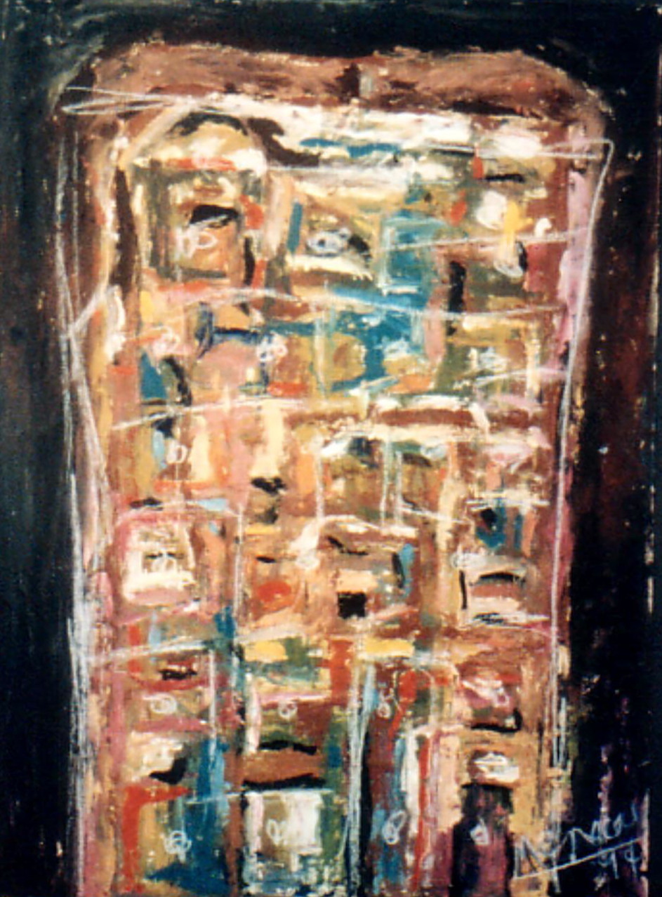 Ramon Menocal. Homenaje a la Habana #1. Mixed media board. 28 x24. 1994