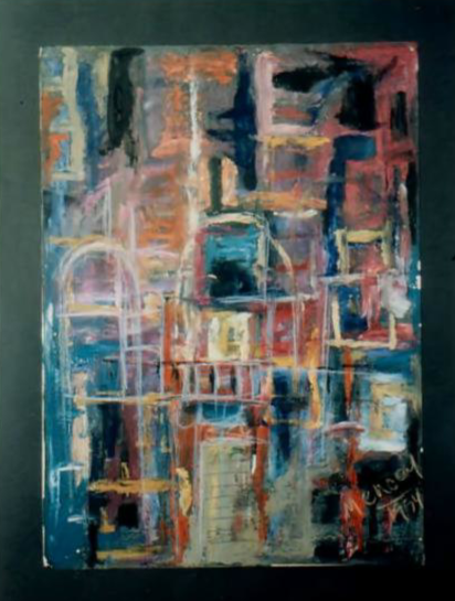 Ramon Menocal. Homenaje a la Habana #2. Mixed media board. 28 x24. 1994