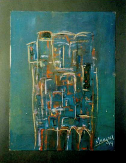 Ramon Menocal. Homenaje a la Habana #4. Mixed media board. 28 x24. 1994