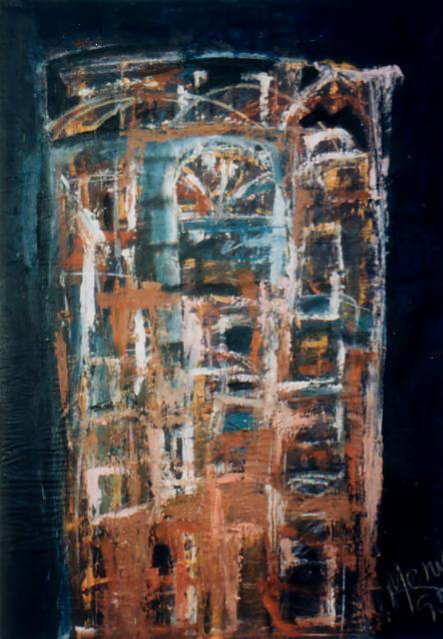 Ramon Menocal. Homenaje a la Habana #8. Mixed media board. 28 x24. 1994