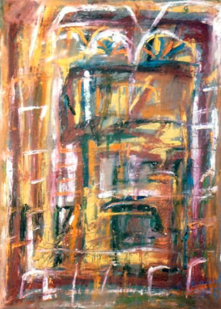 Ramon Menocal. Homenaje a la Habana #10. Mixed media board. 28 x24. 1994