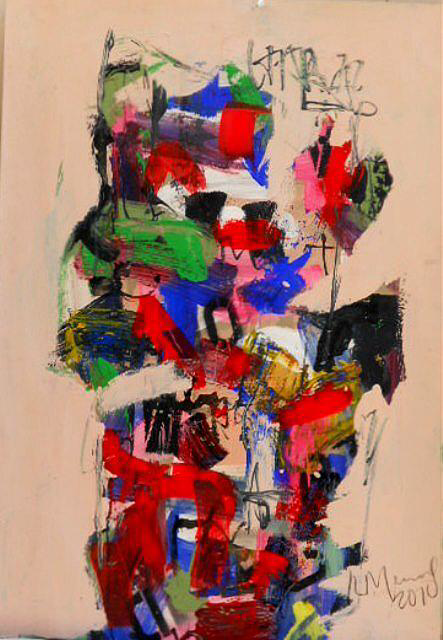 Ramon Menocal, Two body series, #4. Mixed media board. 38.5” x 27.05’’. 2010