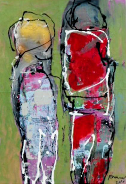 Ramon Menocal, Two body series, #5. Mixed media board. 38.5” x 27.05’’. 2010