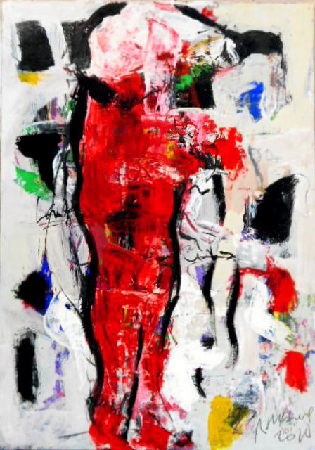 Ramon Menocal, Two body series, #6. Mixed media board. 38.5” x 27.05’’. 2010