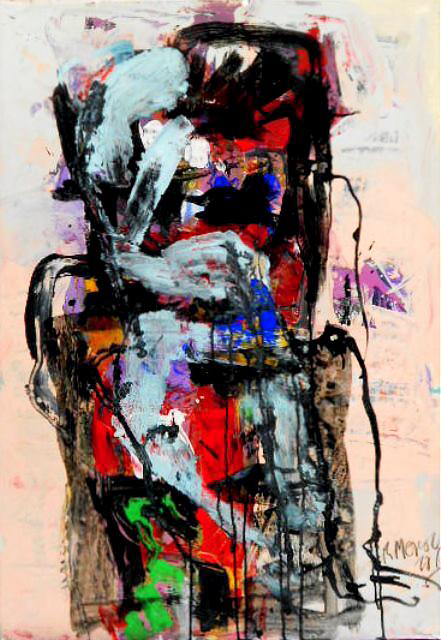 Ramon Menocal, Two body series, #7. Mixed media board. 38.5” x 27.05’’. 2010