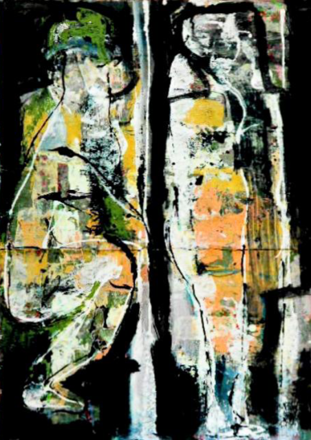 Ramon Menocal, Two body series, #10. Mixed media board. 38.5” x 27.05’’. 2010