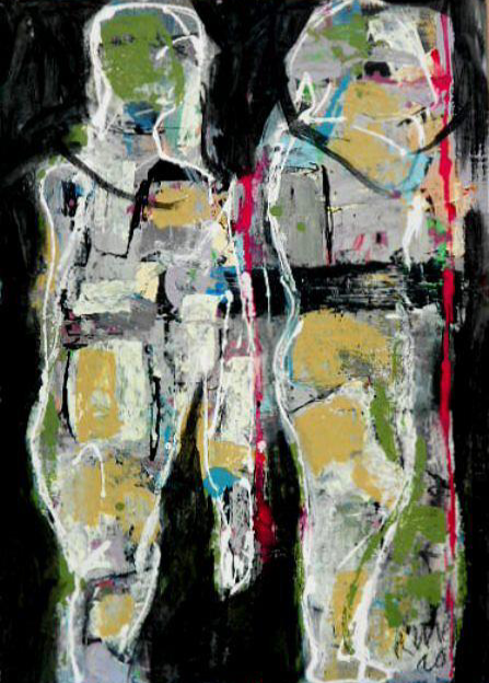 Ramon Menocal, Two body series, #11. Mixed media board. 38.5” x 27.05’’. 2010