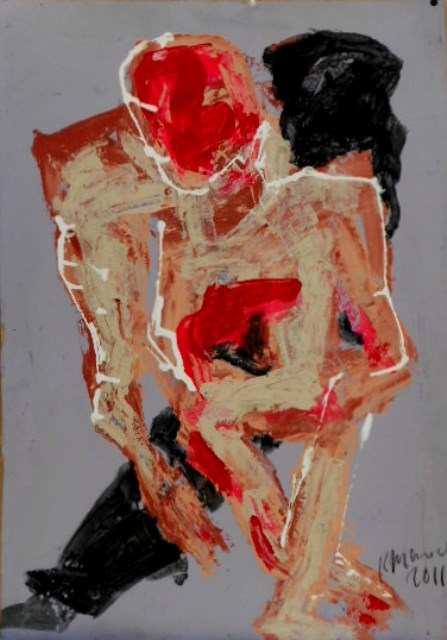 Ramon Menocal, Two body series, #12. Mixed media board. 38.5” x 27.05’’. 2011
