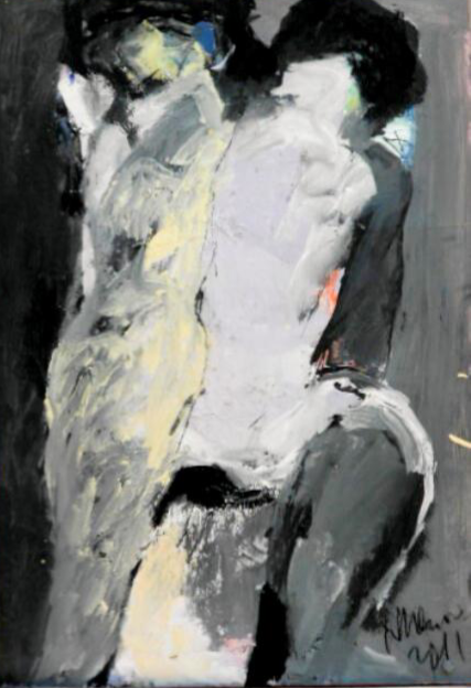 Ramon Menocal, Two body series, #13. Mixed media board. 38.5” x 27.05’’. 2011
