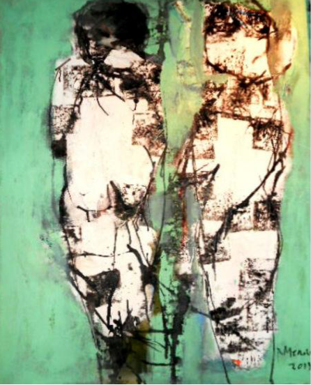 Ramon Menocal, Two body series, #14. Mixed media board. 39” x 31’’. 2013